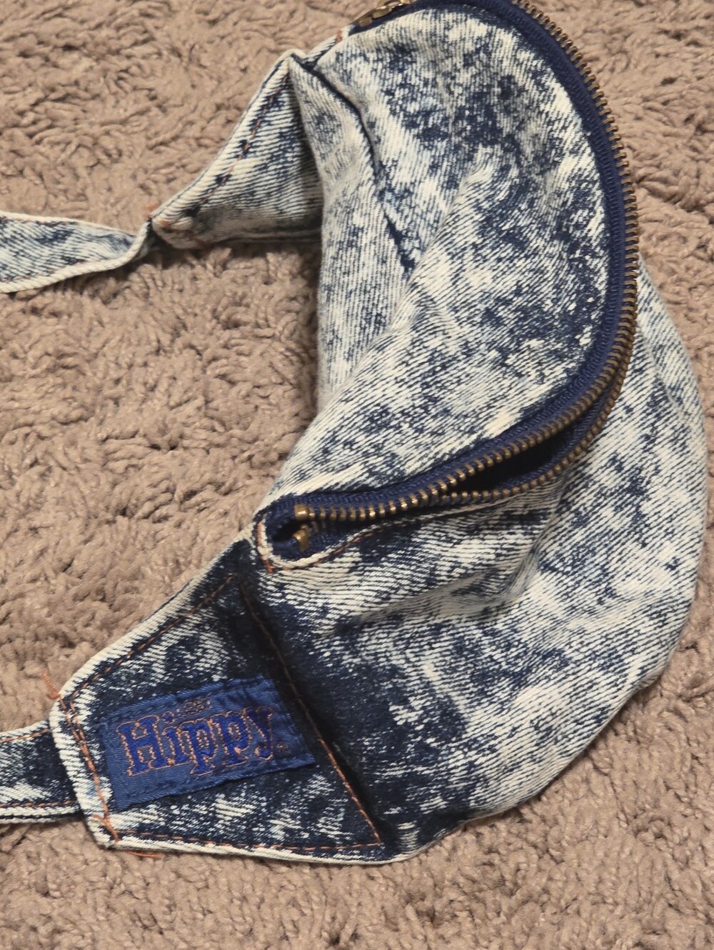 Vintage Lebo Hippy Acid Wash Denim Fanny Pack 1980s 90s Retro Belt Bag